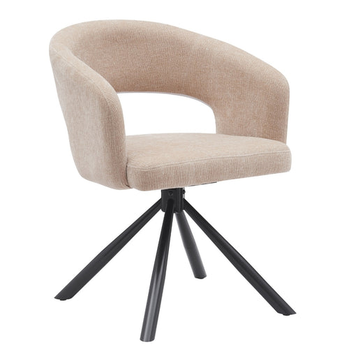 DÉJA Living Eetkamerstoel Elle - Stof/Metaal - Taupe - Set van 2