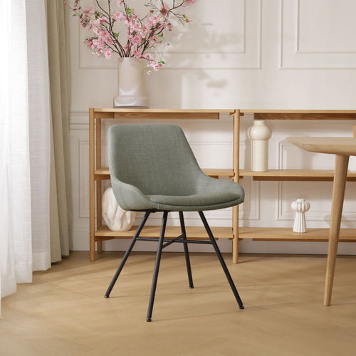 Nolon Noa-Isa Eetkamerstoel Saliegroen - Stof - Zwart Onderstel - vtwonen shop