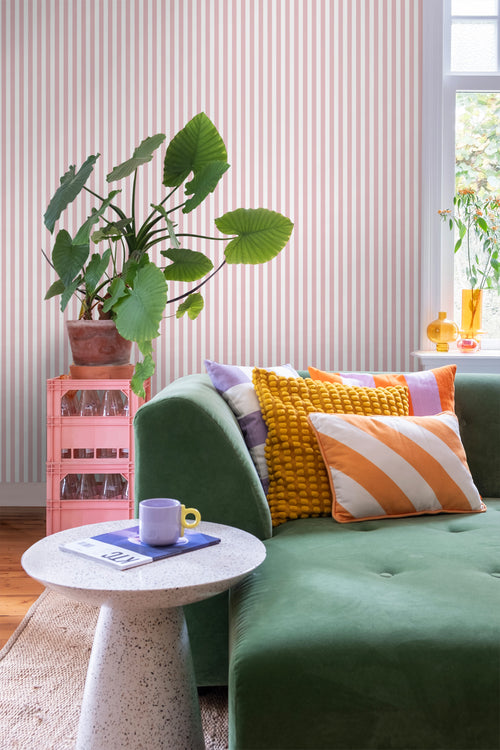 ESTAhome behang strepen roze en wit - 50 x 900 cm - 130951 - vtwonen shop