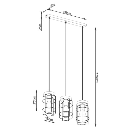 Sollux Lighting Hanglamp GOTTO 3L - 60x15x115cm