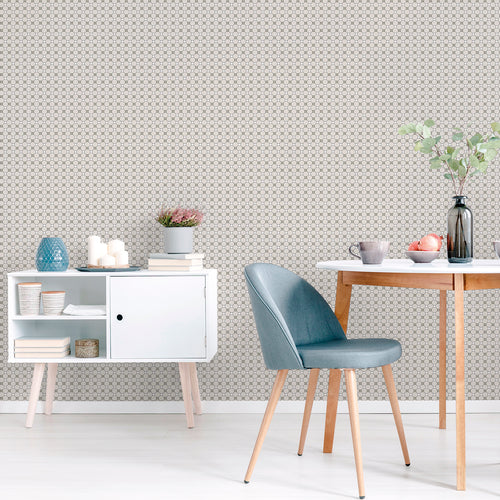 Sanders & Sanders behang ruiten beige en grijs - 53 cm x 10 m - 640354 - vtwonen shop