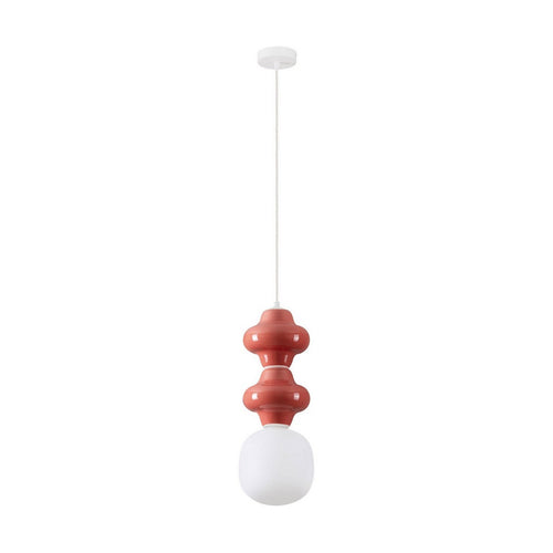 Nova Luce CLIO Slanke hanglamp voor aan het plafond, rood, mat wit, E14 fitting, 1x5W