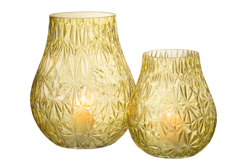 J-Line vaas Nox Geslepen - glas - geel - large - 28 cm hoog