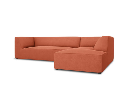 Micadoni rechter hoekbank Ruby 4-zits, structurele stof, koraal - 180x273x69cm