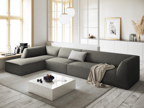 Micadoni linker hoekbank Ruby 5-zits, ribfluwelen, lichtgrijs - 180x366x69cm