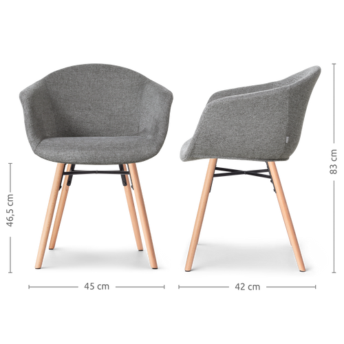 Nolon Nena-Otis Eetkamerstoelen Set van 2 - Donkergrijs - Houten Poten - vtwonen shop