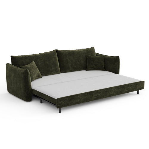 Sia Home - Slaapbank PLUME - fluweel met structuur kaki groen 213.5cm