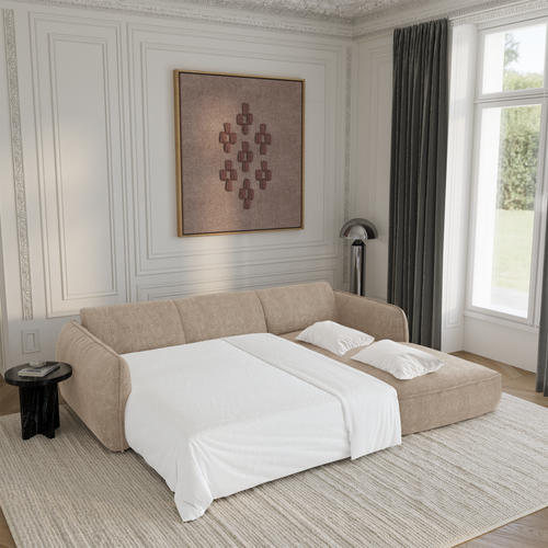 Sia Home slaapbank LIVIA - Fluweel weefsel - Beige - 274cm - vtwonen shop