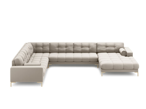 Cosmopolitan Design Panoramische hoekbank links Bali 7-zits, structurele stof, beige - 256x327x75cm