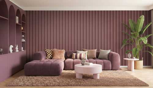 ESTAhome behang strepen donker paars en mauve paars - 50 x 900 cm - 131977