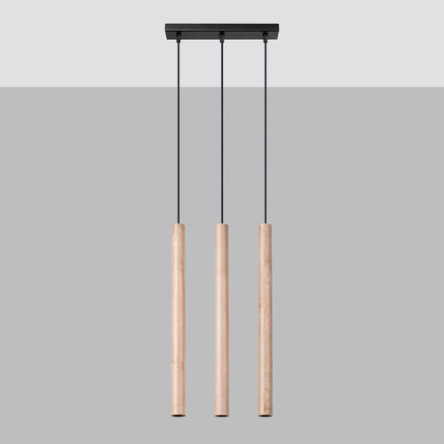 Sollux Lighting Hanglamp PASTELO 3L hout - 30x5x110cm