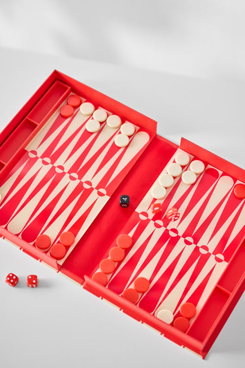 Printworks Spel Classic - Art of Backgammon - Rood/Crème