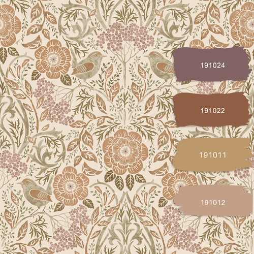 ESTAhome behang bloemen en vogels in art nouveau stijl beige 53 cm x 10.05 m 139566