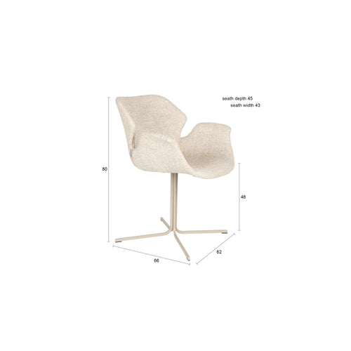 Zuiver Nikki Eetkamerstoelen Armleuning Beige - Set van 2