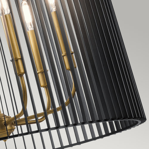 Elstead Kichler Linara Draadframe hanglamp zwart en natuurlijk messing