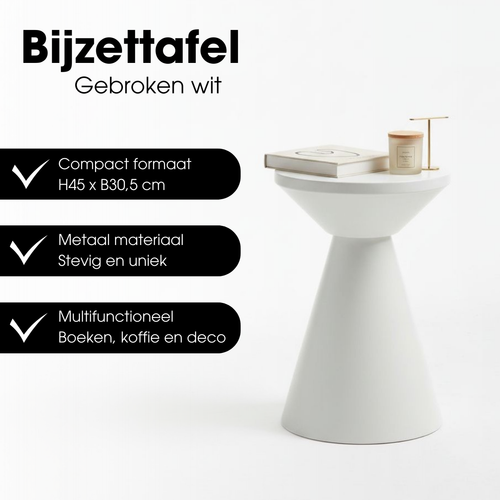 Mica Decorations Jim Bijzettafel - Bijzettafel Rond H45 x Ø31 cm - Ijzeren Tafeltje voor Woonkamer of Slaapkamer - Plantentafeltje - Nachtkastje