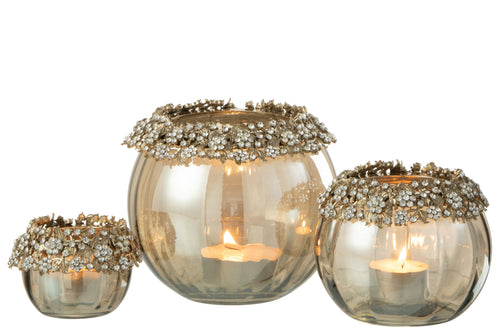 J-Line kaarshouder Volve - metaal/glas - goud/brons - large