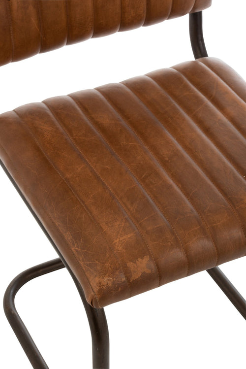 J-Line stoel Retro - leder - cognac - 2 stuks