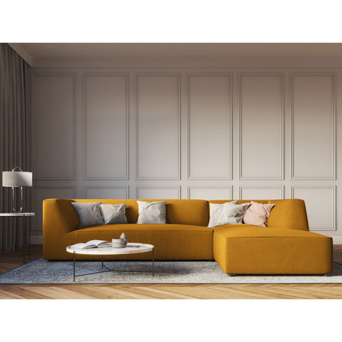 Cosmopolitan Design - Modulaire hoekbank rechts Siena 4-zits, ribfluwelen geel - 180x273x69cm