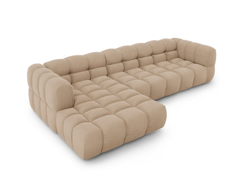 Cosmopolitan Design Modulaire hoekbank links Sky 4-zits, flueel, zand - 162x300x70cm