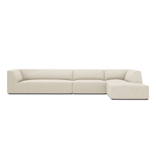 Cosmopolitan Design - Modulaire hoekbank rechts Siena 5-zits, ribfluwelen lichtbeige - 180x366x69cm
