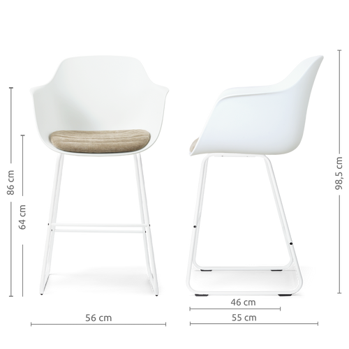 Nolon Nino-Liz barkruk wit met nougatbruin zitkussen - wit onderstel - 65 cm