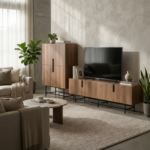Calicosy - TV-meubel RIMA - donker hout 200x35x55 cm