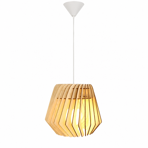 Bomerango Spin M houten hanglamp medium - met koordset wit - Ø 37 cm