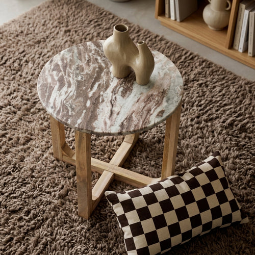 Raw Materials bijzettafel marmer - bruin - 50 cm