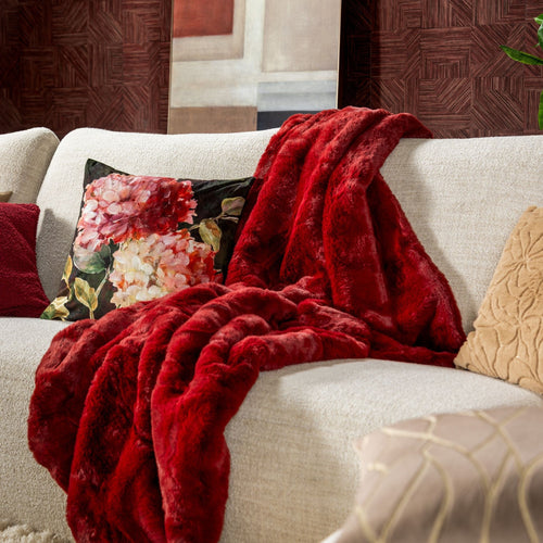 ZINZI - plaid 140x180 cm - bontlook - effen kleur - Merlot - rood