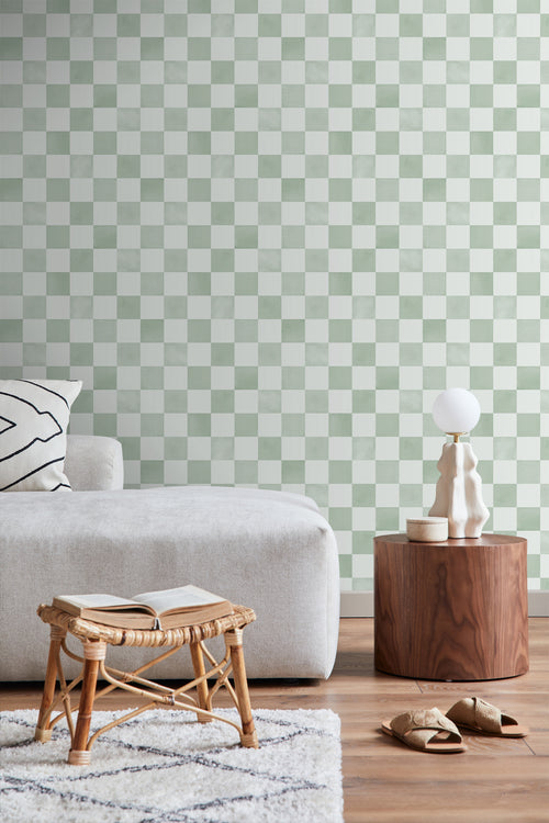 ESTAhome behang geblokt motief groen - 53 cm x 10.05 m - 131290 - vtwonen shop