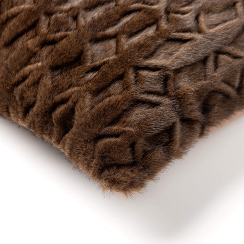 MATTHEO - kussenhoes 45x45 cm - imitatiebont - geometrisch motief - Chocolate Martini - bruin