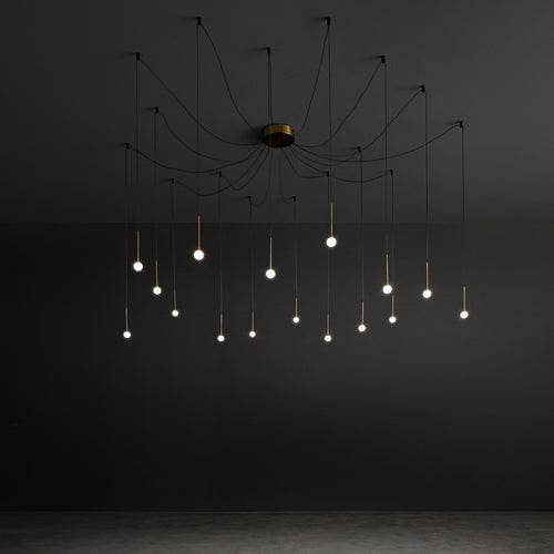 Ideal Lux LUCCIOLA 16-lichts led-cluster hanglamp messing, 3000K, niet-dimbaar