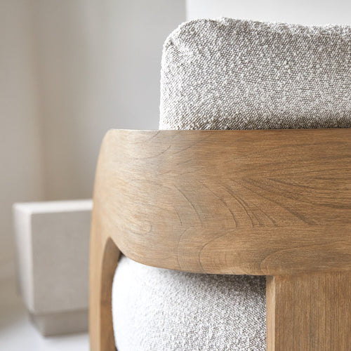 Tikamoon Fauteuil in massief mindihout en ecru stof - Beige - vtwonen shop