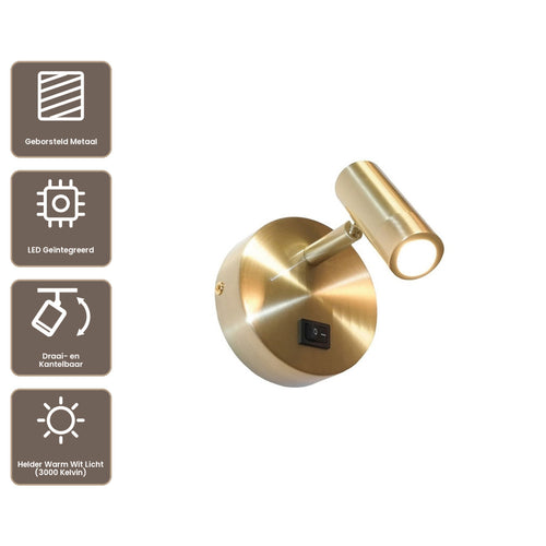 Artdelight wandlamp Simply - 1 lichts - 11  x 11   cm - goud