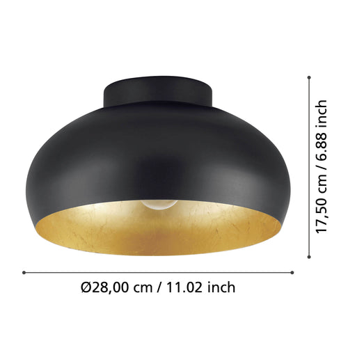 EGLO plafondlamp Mogano 2 - e27 - ø28 cm - zwart/bladgoud