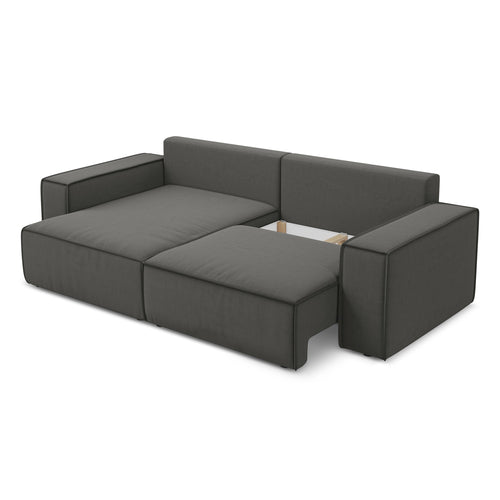LaMiaSofa hoekbank links Livorno - velours - staal - 257x148x82