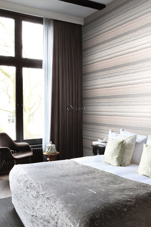 Origin Wallcoverings behang gelaagd marmer steen perzik roze en beige - 53 cm x 10,05 m - 337236 - vtwonen shop