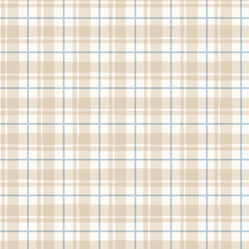 ESTAhome behang ruitjes beige en blauw - 50 x 900 cm - 131947