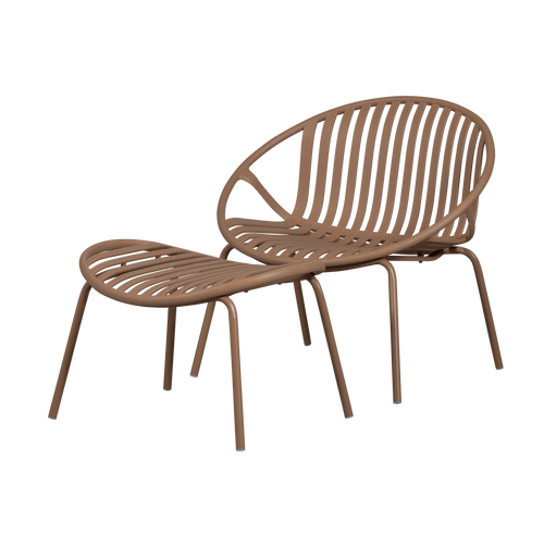 WOOOD tuinstoel met hocker Bruce - Metaal - Zalm Roze - 73x81x72 cm - vtwonen shop