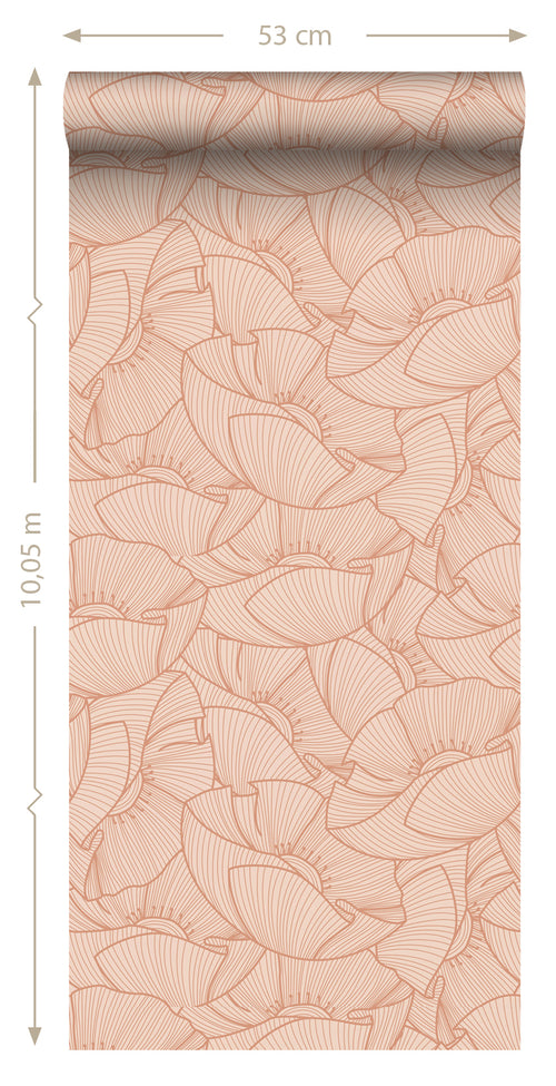 ESTAhome behang klaprozen terracotta roze - 53 cm x 10.05 m - 139706 - vtwonen shop