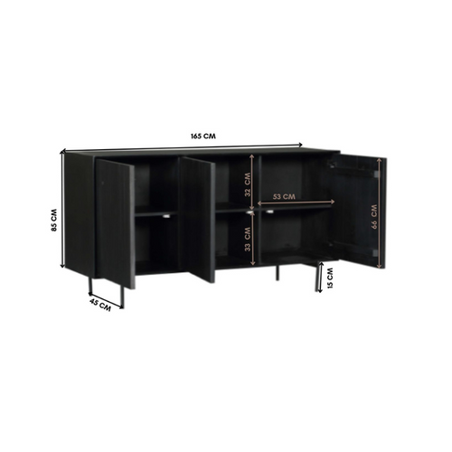 Starfurn  dressoir Madison - zwart - 45x165x85cm