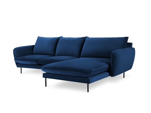 Cosmopolitan Design rechter hoekbank Vienna 5-zits, flueel, koningsblauw - 170x255x95cm