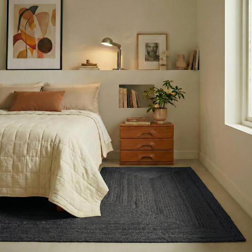 Mrcarpet jute vloerkleed - antraciet/zwart - 200 x 290 cm