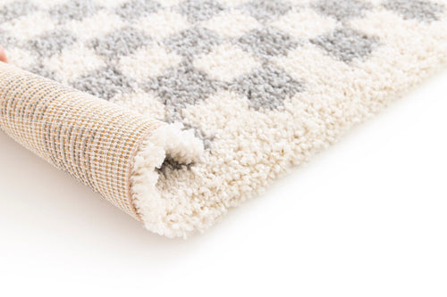 AFK Living vloerkleed Checkers - shaggy - grijs - 80 x 150 cm