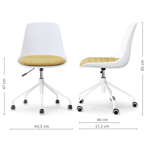 Nolon Nout-Liv eetkamerstoel wit met warm oker zitkussen - wit onderstel