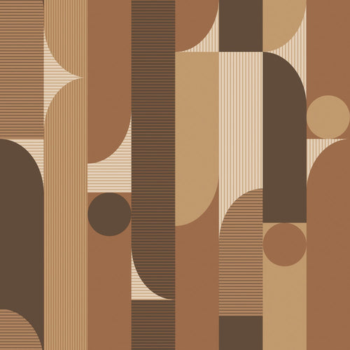 ESTAhome behang geometrische vormen bruin - 50 x 900 cm - 131063 - vtwonen shop