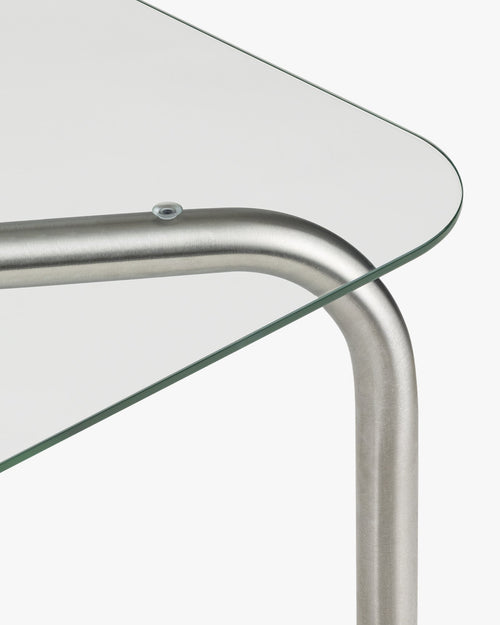 noo.ma Uku salontafel 84,2 x 84,2 x 8,7 cm - glas en geborsteld staal