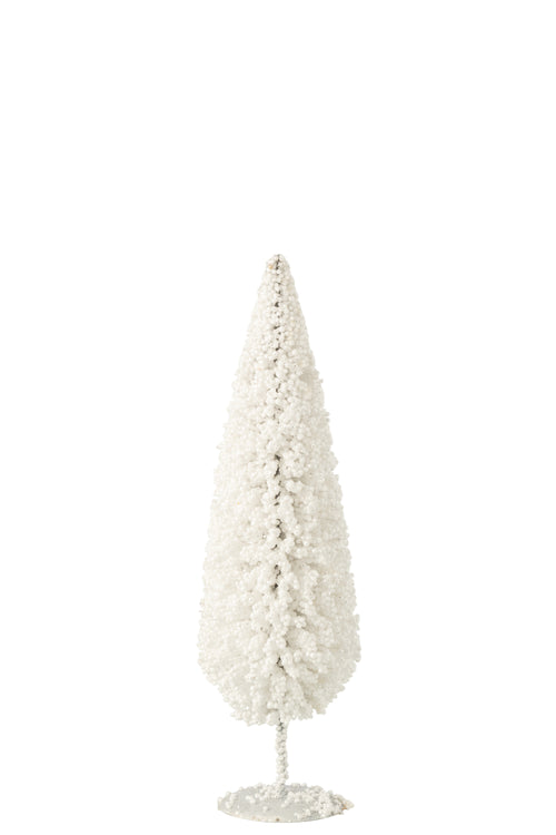J-Line decoratie Kerstboom - kunststof - wit - medium