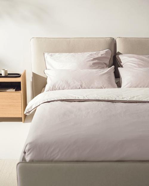 noo.ma gestoffeerd bed met opbergruimte, Earthy Green, lits-jumeaux